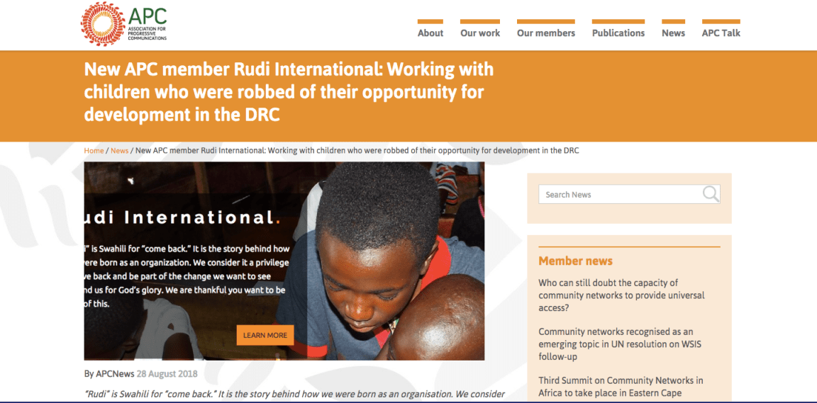 Rudi International New Membership and Interview with the Association for Progressive&nbsp;Communication.